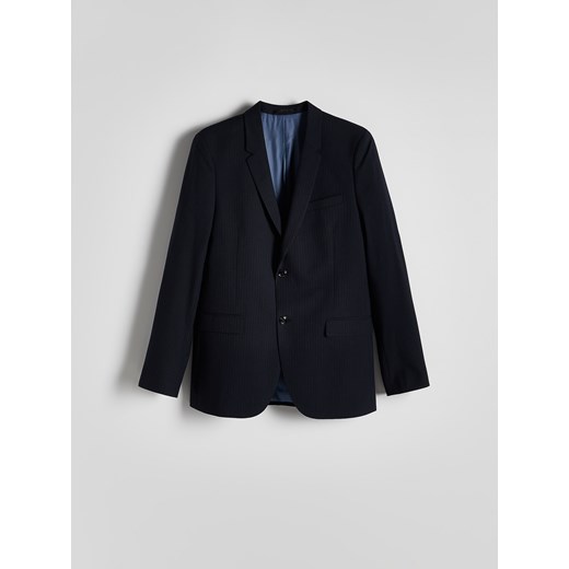 Reserved - Marynarka slim fit w tenisowy prążek - granatowy Reserved 56 Reserved