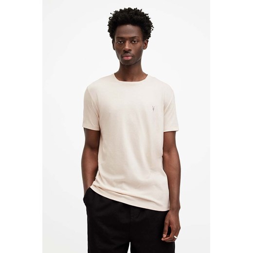 AllSaints t-shirt TONIC SS CREW męski kolor beżowy gładki ze sklepu ANSWEAR.com w kategorii T-shirty męskie - zdjęcie 174722678