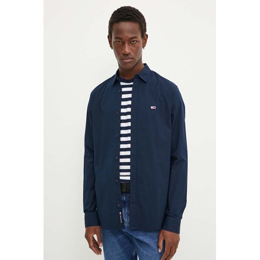 Tommy Jeans koszula męska kolor granatowy slim z kołnierzykiem klasycznym DM0DM19519 ze sklepu ANSWEAR.com w kategorii Koszule męskie - zdjęcie 174722915