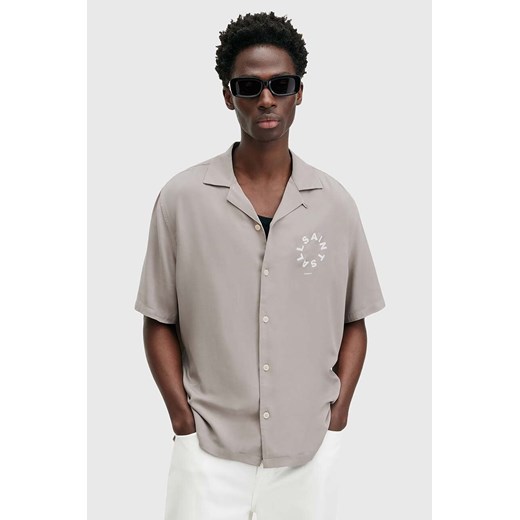 AllSaints koszula TIERRA męska kolor szary relaxed z kołnierzykiem klasycznym M028SB ze sklepu ANSWEAR.com w kategorii Koszule męskie - zdjęcie 174722988