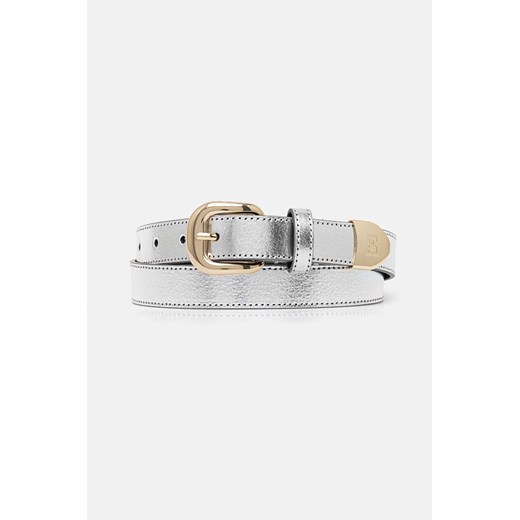 Tommy Hilfiger pasek skórzany damski kolor srebrny AW0AW16597 ze sklepu ANSWEAR.com w kategorii Paski damskie - zdjęcie 174723226