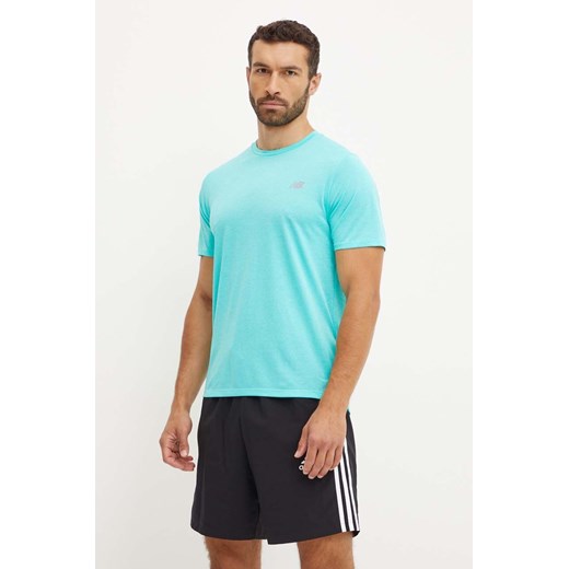 New Balance t-shirt treningowy kolor zielony melanżowy MT41253CYJ ze sklepu ANSWEAR.com w kategorii T-shirty męskie - zdjęcie 174723515