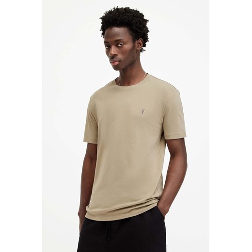 AllSaints t-shirt bawełniany BRACE SS CREW męski kolor brązowy gładki MD131G ze sklepu ANSWEAR.com w kategorii T-shirty męskie - zdjęcie 174723716