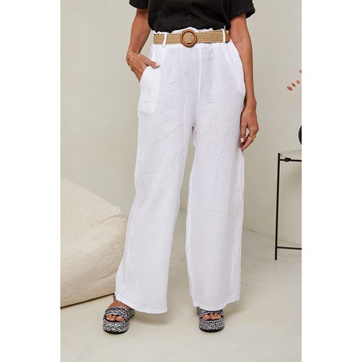 Le Monde du Lin Lniane spodnie w kolorze białym ze sklepu Limango Polska w kategorii Spodnie damskie - zdjęcie 174725085