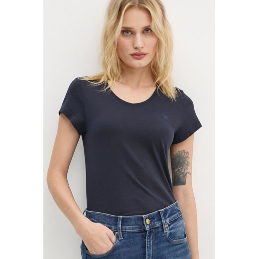 G-Star Raw t-shirt bawełniany damski kolor granatowy ze sklepu ANSWEAR.com w kategorii Bluzki damskie - zdjęcie 174726206