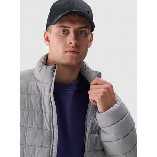 Męska kurtka puchowa pikowana 4F 4FWAW24TDJAM483 - szara ze sklepu Sportstylestory.com w kategorii Kurtki męskie - zdjęcie 174726358