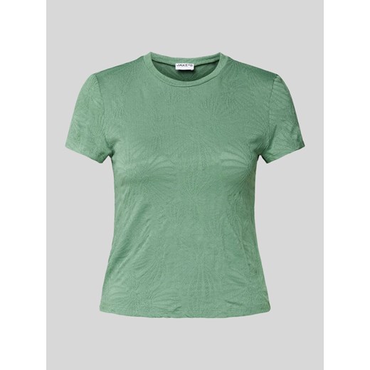 T-shirt z prążkowanym okrągłym dekoltem ze sklepu Peek&Cloppenburg  w kategorii Bluzki damskie - zdjęcie 174726869