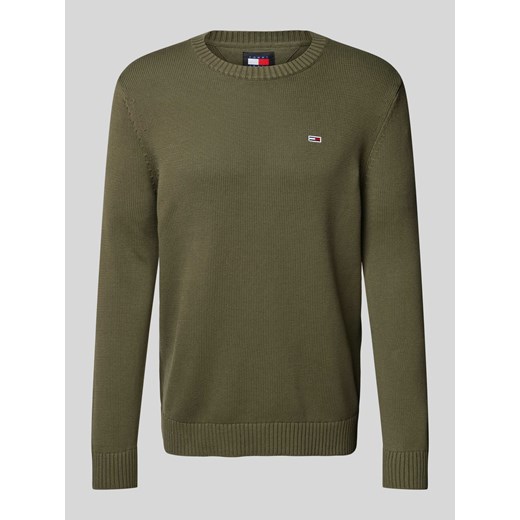 Sweter z dzianiny o kroju slim fit z naszywką z logo ze sklepu Peek&Cloppenburg  w kategorii Swetry męskie - zdjęcie 174726885