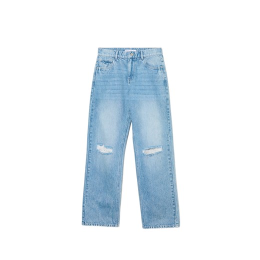 Cropp - Niebieskie jeansy straight - niebieski ze sklepu Cropp w kategorii Jeansy damskie - zdjęcie 174728629