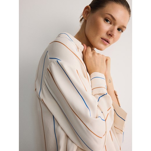 Reserved - Koszula z wiskozy - kremowy ze sklepu Reserved w kategorii Koszule damskie - zdjęcie 174729485