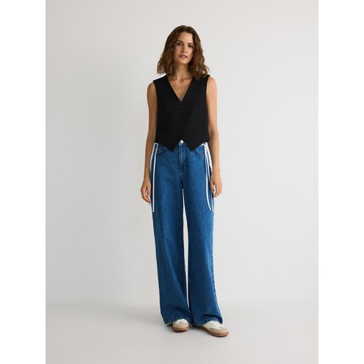 Reserved - Kamizelka z dodatkiem wiskozy - czarny Reserved M Reserved