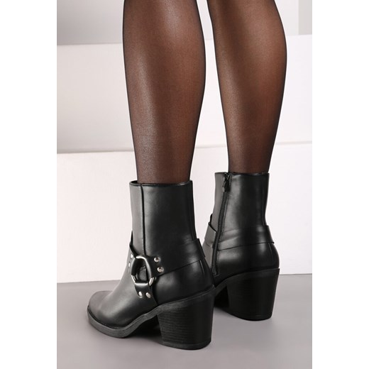 Botki Born2be z zamkiem czarne eleganckie