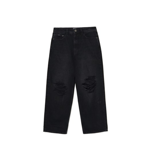 Cropp - Jeansy super baggy z postrzępieniami - czarny ze sklepu Cropp w kategorii Jeansy męskie - zdjęcie 174736505