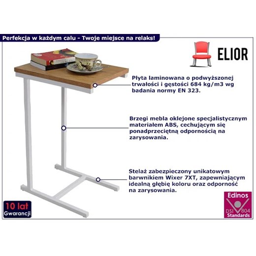 Stolik boczny w stylu skandynawskim biały + dąb lancelot - Elys 5X Elior One Size Edinos.pl okazyjna cena