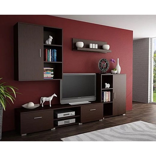 Zestaw mebli do salonu pod TV Armo 7X - wenge ze sklepu Edinos.pl w kategorii Szafki RTV - zdjęcie 174736945
