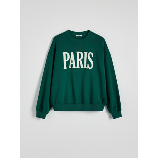 Bluza damska Reserved zielona z napisami 