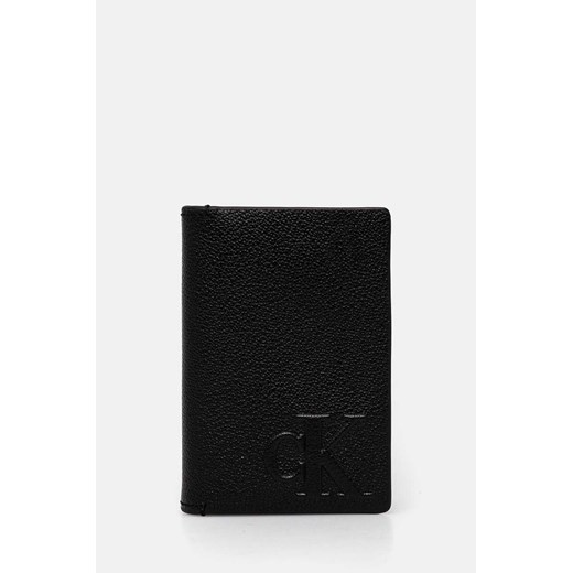 Calvin Klein Jeans etui na karty skórzane kolor czarny K50K512595 ze sklepu ANSWEAR.com w kategorii Etui - zdjęcie 174738689