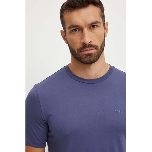 BOSS t-shirt bawełniany męski kolor granatowy gładki 50468347 ze sklepu ANSWEAR.com w kategorii T-shirty męskie - zdjęcie 174739079