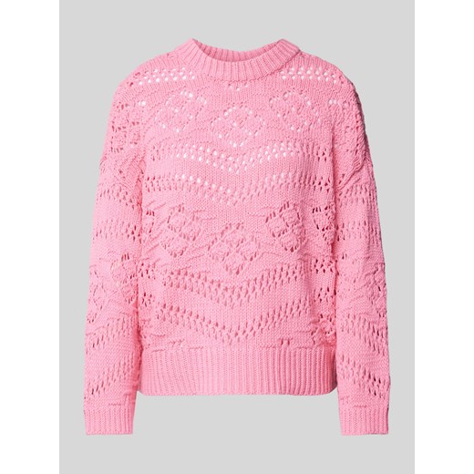 Sweter z dzianiny o kroju podkreślającym figurę z ażurowym wzorem model ‘PCNIANA’ ze sklepu Peek&Cloppenburg  w kategorii Swetry damskie - zdjęcie 174739435