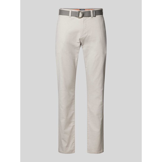 Spodnie o kroju slim fit z paskiem ze sklepu Peek&Cloppenburg  w kategorii Spodnie męskie - zdjęcie 174739437