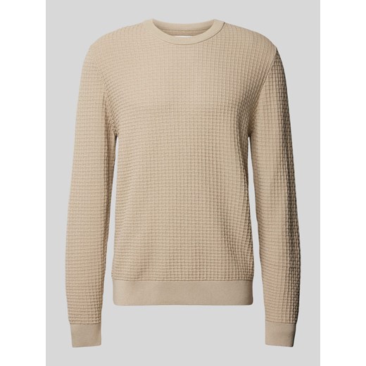 Sweter z dzianiny z prążkowanymi wykończeniami model ‘GRAANMO’ ze sklepu Peek&Cloppenburg  w kategorii Swetry męskie - zdjęcie 174739907