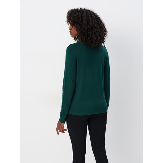 Sweter damski Mohito zielony z okrągłym dekoltem 
