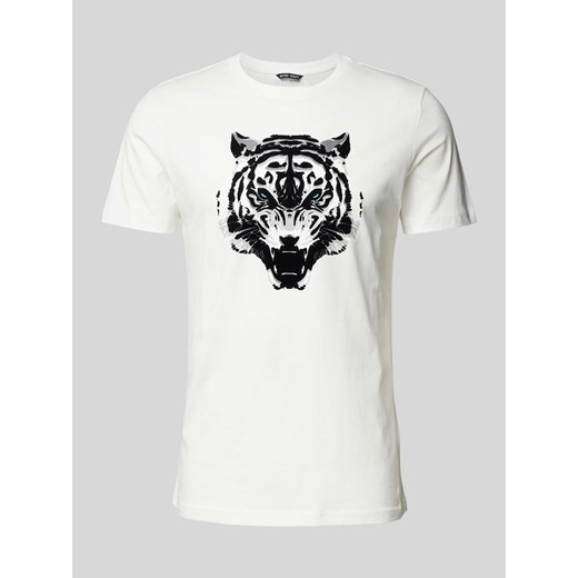 T-shirt z prążkowanym okrągłym dekoltem ze sklepu Peek&Cloppenburg  w kategorii T-shirty męskie - zdjęcie 174749747