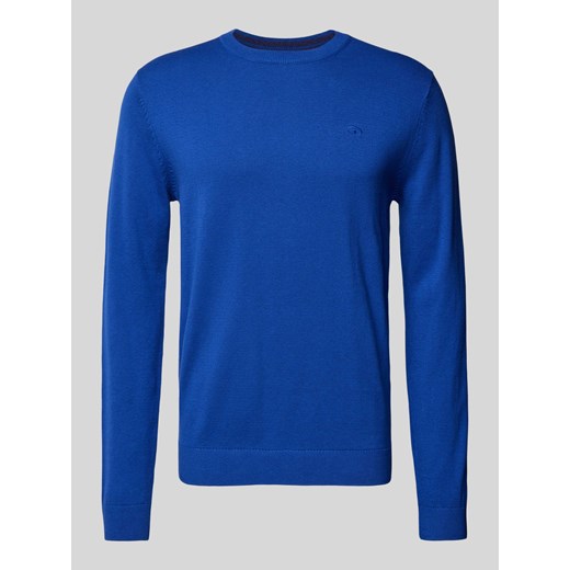 Sweter z dzianiny z wyhaftowanym logo model ‘BASIC’ ze sklepu Peek&Cloppenburg  w kategorii Swetry męskie - zdjęcie 174759208