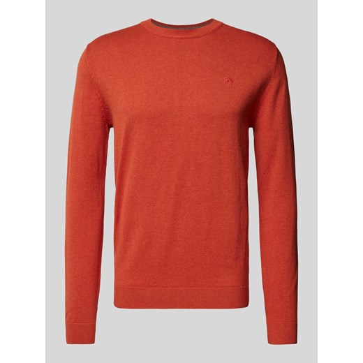 Sweter z dzianiny z wyhaftowanym logo model ‘BASIC’ ze sklepu Peek&Cloppenburg  w kategorii Swetry męskie - zdjęcie 174759279