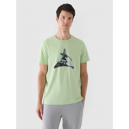 Męski tshirt z nadrukiem 4F 4FRAW24TTSHM2301 - zielony ze sklepu Sportstylestory.com w kategorii T-shirty męskie - zdjęcie 174761377