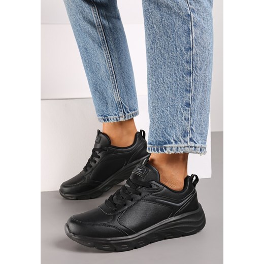 Czarne Casualowe Buty Sportowe Sneakersy na Płaskiej Tłoczonej Podeszwie Velanitta ze sklepu renee.pl w kategorii Buty sportowe damskie - zdjęcie 174765357