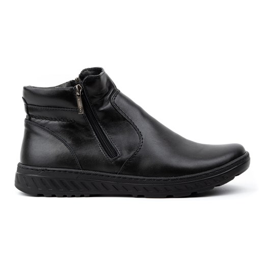 KOMODO Buty męskie sztyblety skórzane zimowe szerokie 925K Czarne ze sklepu ButyModne.pl w kategorii Buty zimowe męskie - zdjęcie 174767488