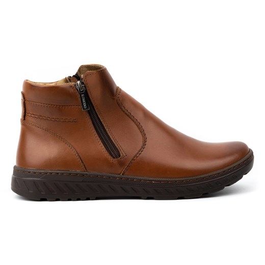 KOMODO Buty męskie sztyblety skórzane zimowe szerokie 925K Brązowe ze sklepu ButyModne.pl w kategorii Buty zimowe męskie - zdjęcie 174767489