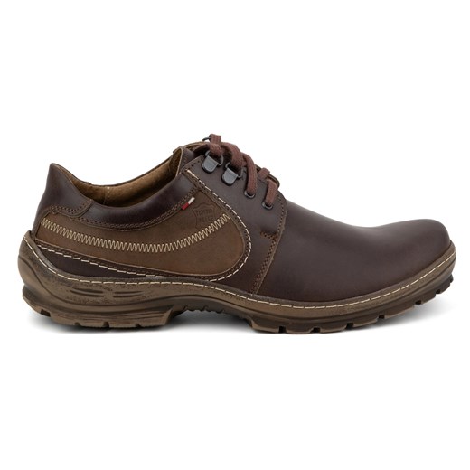 Olivier Buty męskie skórzane casual sznurowane 307GT brązowe ze sklepu ButyModne.pl w kategorii Półbuty męskie - zdjęcie 174767619