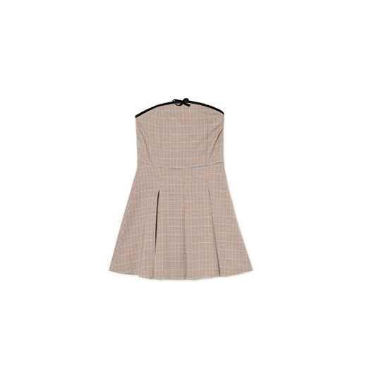 Cropp - Sukienka mini w kratę z plisami - brązowy ze sklepu Cropp w kategorii Sukienki - zdjęcie 174772786
