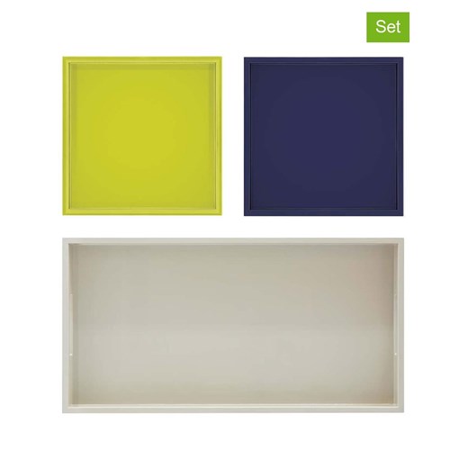 Remember Tace (3 szt.) &quot;Trias&quot; w kolorze zielono-granatowo-jasnoszarym ze sklepu Limango Polska w kategorii Misy i tace dekoracyjne - zdjęcie 174775818