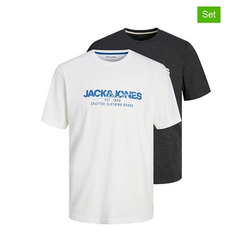 Jack &amp; Jones Koszulki (2 szt.) w kolorze białym i antracytowym ze sklepu Limango Polska w kategorii T-shirty męskie - zdjęcie 174776027