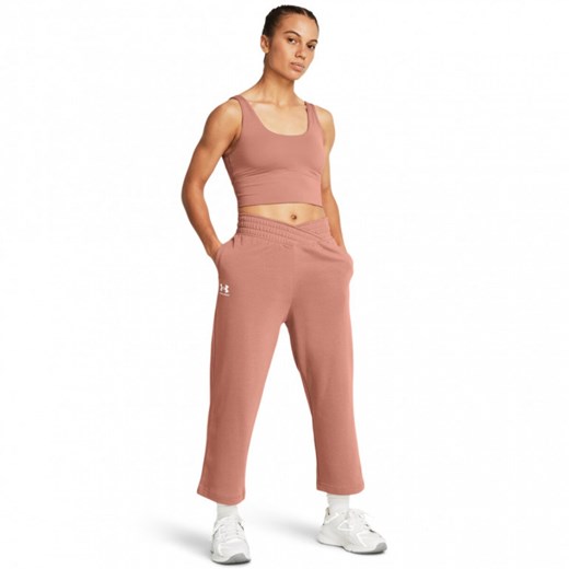 Damskie spodnie dresowe Under Armour UA Rival Terry Crop Wide Leg - różowe ze sklepu Sportstylestory.com w kategorii Spodnie damskie - zdjęcie 174777157