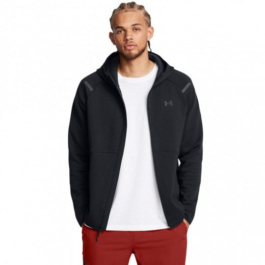 Męska bluza dresowa rozpinana z kapturem Under Armour UA Unstoppable Flc Fz Hd Eu - czarna ze sklepu Sportstylestory.com w kategorii Bluzy męskie - zdjęcie 174777558