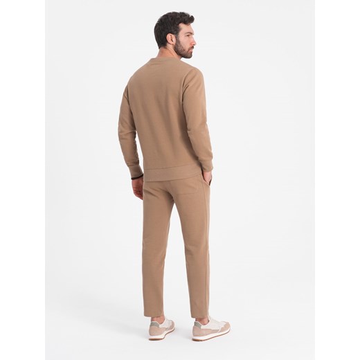 Komplet męski dresowy bluza + spodnie – brązowy V2 Z78 M ombre
