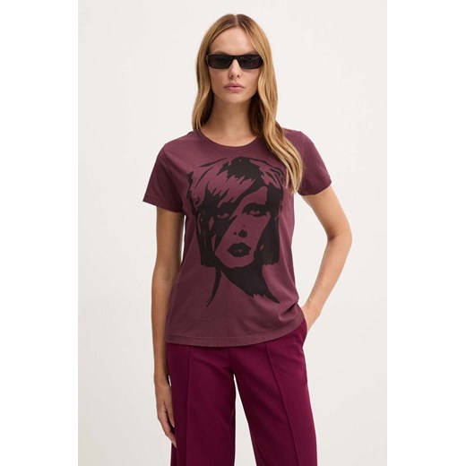 Pinko t-shirt bawełniany damski kolor różowy 100355 A293 ze sklepu ANSWEAR.com w kategorii Bluzki damskie - zdjęcie 174780037
