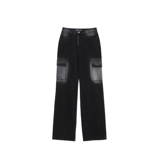 Cropp - Jeansy baggy TALL z efektem sprania - czarny ze sklepu Cropp w kategorii Jeansy damskie - zdjęcie 174781468