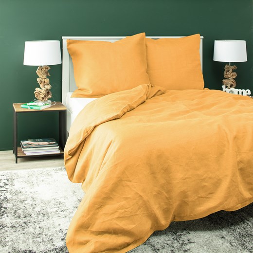Komplet pościeli lnianej Linen 220x200cm yellow ze sklepu dekoria.pl w kategorii Pościele - zdjęcie 174786795
