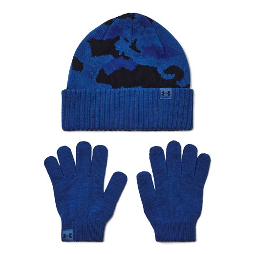 Chłopięcy zestaw czapka zimowa i rękawiczki Under Armour B Beanie/Glove Combo - granatowy ze sklepu Sportstylestory.com w kategorii Rękawiczki dziecięce - zdjęcie 174787285