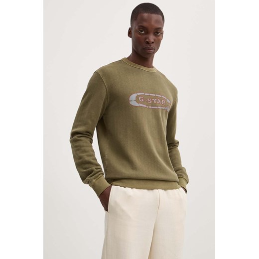 G-Star Raw bluza bawełniana męska kolor zielony z nadrukiem D25101-D688 ze sklepu ANSWEAR.com w kategorii Bluzy męskie - zdjęcie 174789506