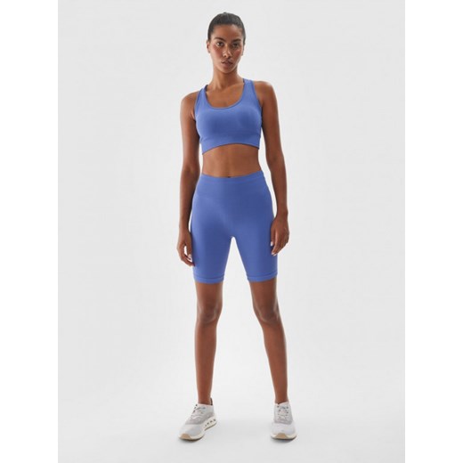 Damskie legginsy kolarki treningowe 4F 4FWAW24TFSHF710 - niebieskie ze sklepu Sportstylestory.com w kategorii Szorty - zdjęcie 174792197
