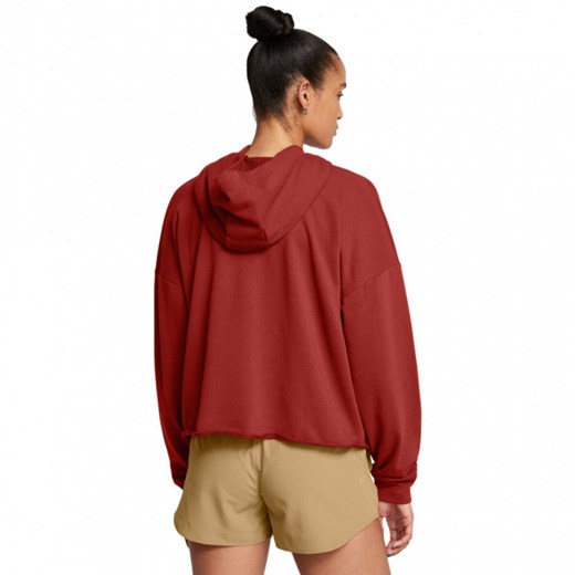 Damska bluza dresowa nierozpinana z kapturem Under Armour UA Rival Terry OS Hoodie - czerwona ze sklepu Sportstylestory.com w kategorii Bluzy damskie - zdjęcie 174792448