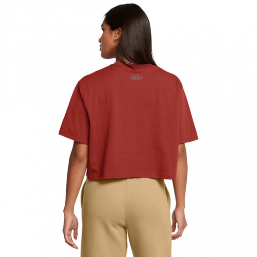 Damski t-shirt crop-top Under Armour UA W Boxy Crop Logo Ss - czerwony ze sklepu Sportstylestory.com w kategorii Bluzki damskie - zdjęcie 174792465