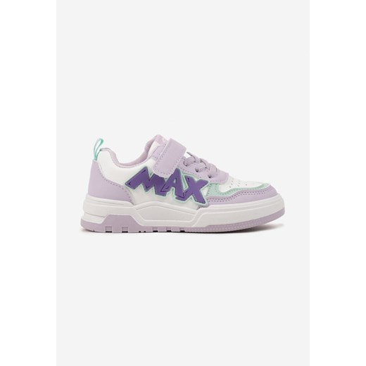 Biało-Fioletowe Buty Sportowe Sneakersy na Rzep z Ozdobnym Sznurowaniem Leracine ze sklepu born2be.pl w kategorii Buty sportowe dziecięce - zdjęcie 174794786