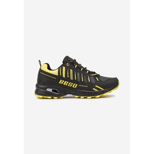 Czarno-Żółte Płaskie Buty Sportowe Sneakersy z Napisem i Paskami Taile ze sklepu born2be.pl w kategorii Buty sportowe męskie - zdjęcie 174794978